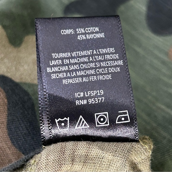 Sanctuary Gorpcore Green Camo Print Tie Front Natural Hiking Outdoor Tee Size: M - Picture 5 of 9